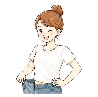 ダイエットに成功し、ズボンのサイズが変わった女性のアイコン