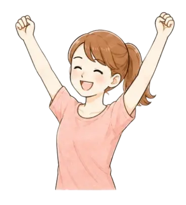 ダイエット達成し、喜んでいる女性のアイコン